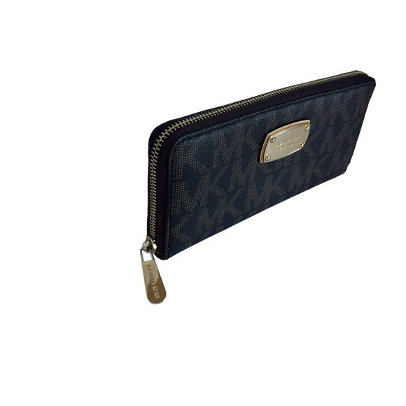 Michael Kors Brown Monogram Coated Canvas Zip Around Wallet - Picture 2 of 10